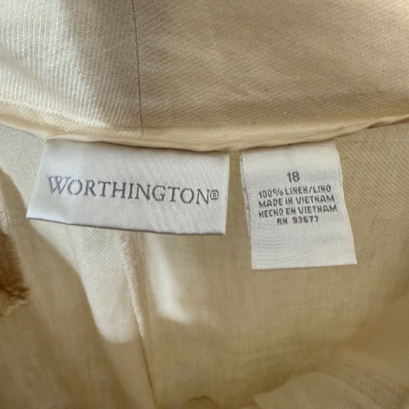 Worthington’s Size 18 100% Linen Short Blazer and Wide Leg Pant Set - Picture 6 of 7